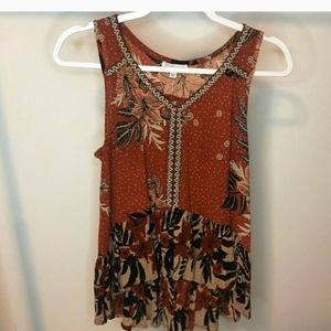 2/$25 NWT Patrons of Peace ✌️ Boho Rust Beaded Top